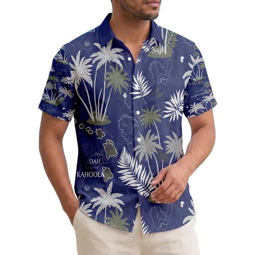 Hawaiian Islands Palm Trees Surfer Tropical Leaves - Island Vacation Travel Gift Hawaiian Shirt