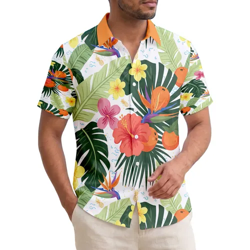 Tropical Palm Frond Citrus Blossom Home Decor Gift Hawaiian Shirt
