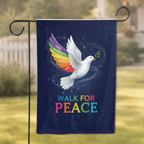 White Dove Olive Branch Hope Love Peace Walk - Peace Advocate Gift Garden Flag