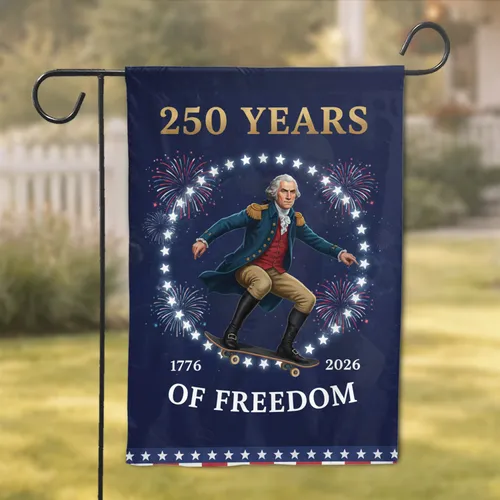 George Washington Skateboard - USA 250th Anniversary Independence Day Gift for Veterans Garden Flag