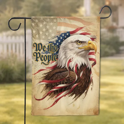 Bald Eagle We the People Constitution American Flag - Independence Day Home Decor Garden Flag