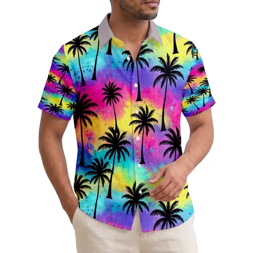 Black Palm Trees Tropical Sunset Foliage - Island Getaway Vacation Gift for Travelers Hawaiian Shirt