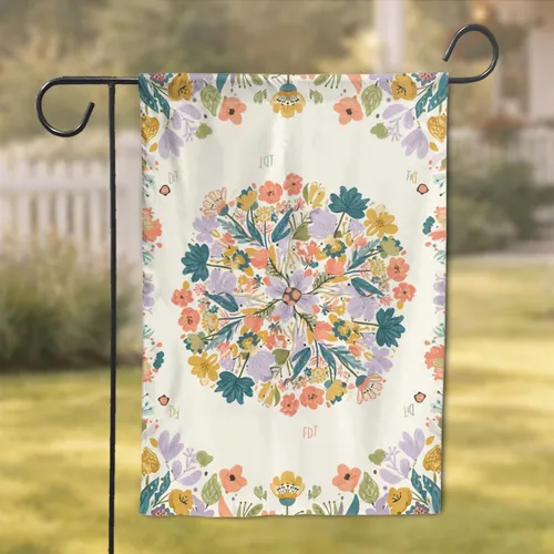 Flowers Botanical Leaves Organic Shapes FDT Lettering Home Decor Gift Garden Flag