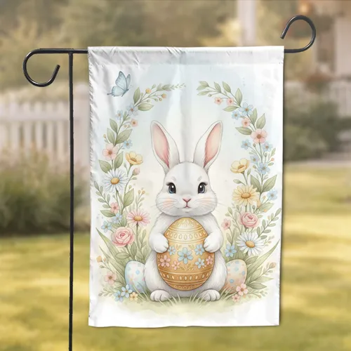 Easter Bunny Easter Egg Spring Flowers - Easter Holiday Home Decor Gift Garden Flag