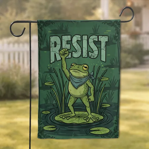 Powerful Frog Resist Text Marsh Reeds Lily Pads Wetland Home Decor Gift Garden Flag