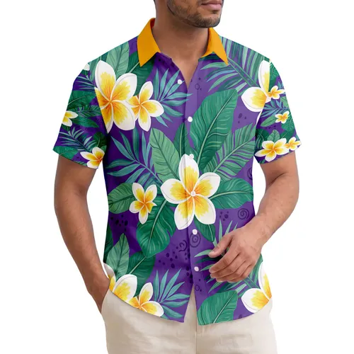 Lush Tropical Plumeria Flowers Palm Fronds Banana Leaves - Home Decor Gift Hawaiian Shirt