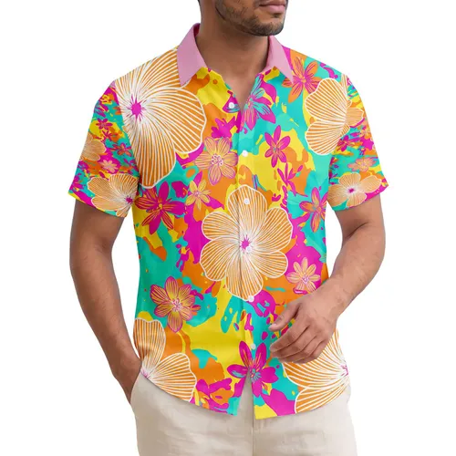 Tropical Floral Striped Petals - Vacation Travel Lover Gift Hawaiian Shirt