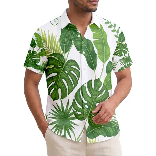 Lush Tropical Leaves Monstera Palm Fronds - Home Decor Gift for Plant Lovers Hawaiian Shirt