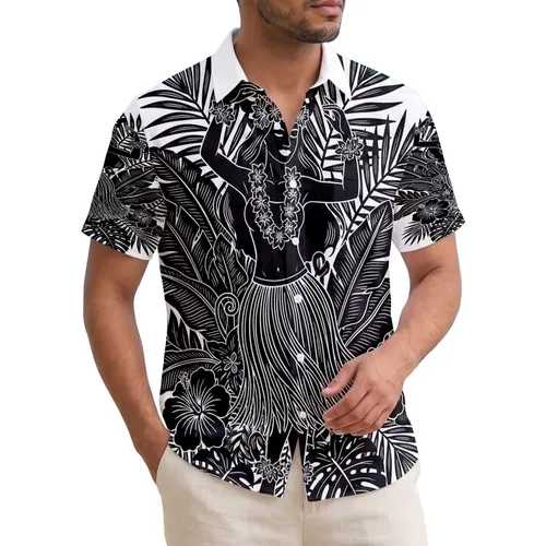 Hula Dancer Tropical Flowers Grass Skirt Palm Leaves Ferns - Island Lifestyle Dance Lover Gift Hawaiian Shirt