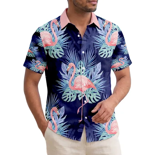 Pink Flamingos Palm Fronds Monstera Leaves Jungle - Home Decor Gift for Wildlife Lovers Hawaiian Shirt