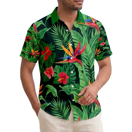 Bird of Paradise Strelitzia Banana Foliage Tropical Leaves - Home Decor Gift for Tropical Bird Lovers Hawaiian Shirt