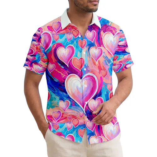 Tropical Iridescent Hearts Sunset - Beach Vacation Gift Hawaiian Shirt