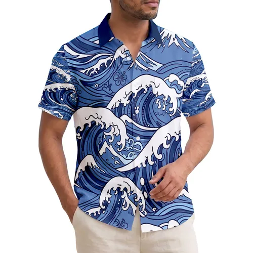 Ocean Waves Snow Mountains - Ocean Lover Beach Travel Gift Hawaiian Shirt