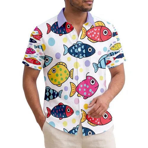 Diverse Fish Stripes Spots Scales Polka Dots - Tropical Beach Cruise Lifestyle Gift Hawaiian Shirt