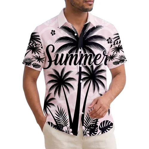 Dynamic Black Silhouette Palm Trees Summer Foliage - Tropical Getaway Lifestyle Hawaiian Shirt