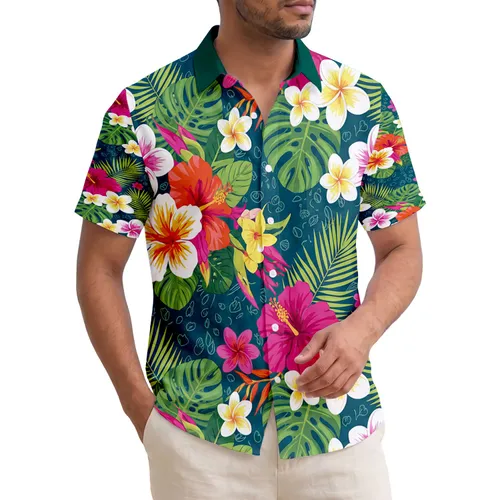 Plumeria Hibiscus Monstera Palm Tropical Flowers - Home Decor Gift Hawaiian Shirt