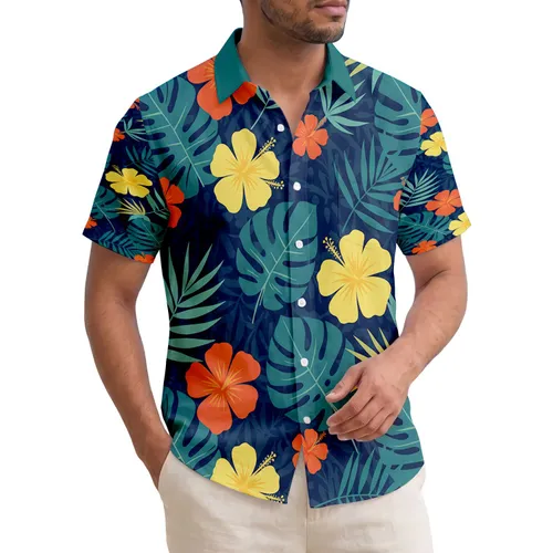 Assorted Tropical Leaves Hibiscus Flowers Monstera Palm Fronds - Beach Vacation Decor Gift Hawaiian Shirt