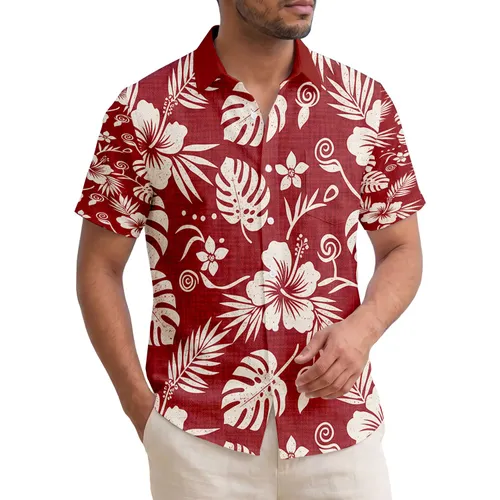Hibiscus Flowers Tropical Broad Leaves Floral Accents - Resort Lifestyle Gift Hawaiian Shirt