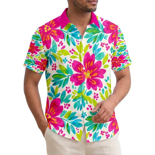 Tropical Flowers Leaves - Summer Vacation Getaway Gift Hawaiian Shirt