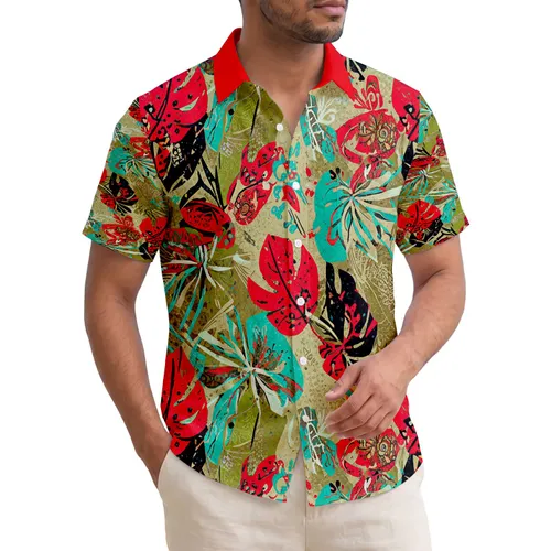 Tropical Leaves Organic Shapes - Summer Beach Vacation Getaway Home Decor Gift Hawaiian Shirt