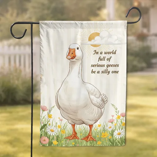 Silly Goose Wildflower Meadow Golden Sun - Home Decor Gift for Goose Lover Garden Flag
