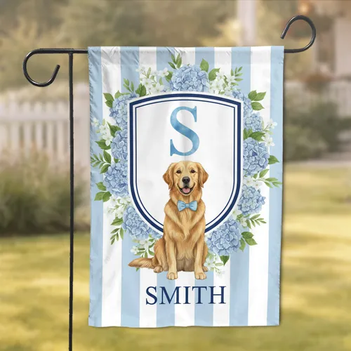 Golden Retriever Initial Custom Letter Shield - Pet Lover Home Decor Gift Garden Flag