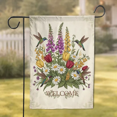 Hummingbird Floral Welcome Garden - Everyday Home Decor Gift Garden Flag