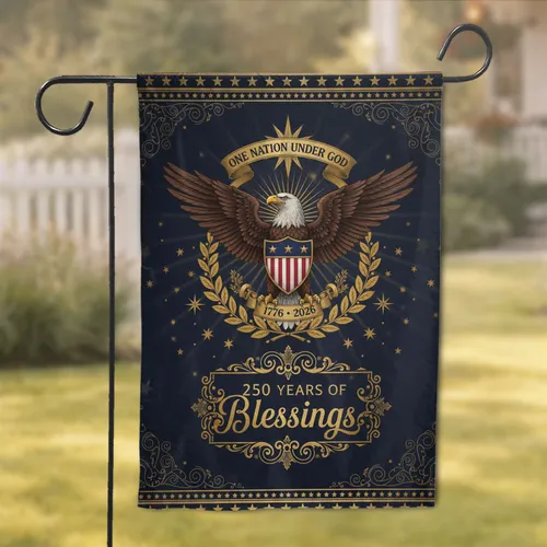 Bald Eagle American Flag Shield 1776-2026 - 250th Anniversary Independence Day Gift Garden Flag
