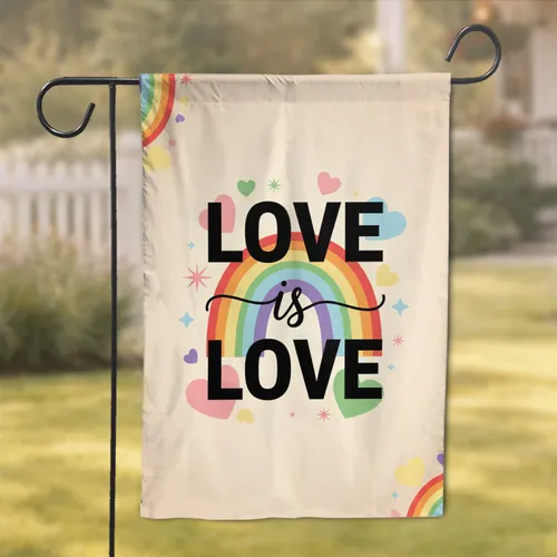 Love Is Love Rainbow Hearts - Equality Home Decor Gift Garden Flag
