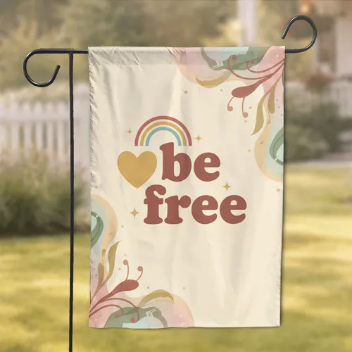 Heart Be Free Rainbow Botanical Stars - Free Spirit Boho Home Decor Garden Flag