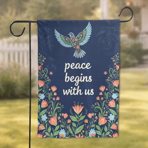 Peace Dove Wildflower Foliage Motivational Home Decor Gift for Peace Lover Garden Flag