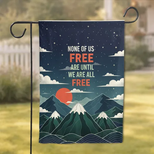 Freedom Quote Night Landscape Mountains Stars - Home Decor Gift Garden Flag