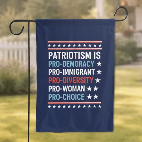 Patriotic Pro-Democracy Pro-Diversity Statement Stars Stripes - Values Home Decor Gift Garden Flag