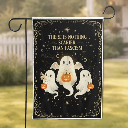 Ghosts Pumpkin Anti-Fascism Stars Halloween Political Statement Home Decor Gift Garden Flag