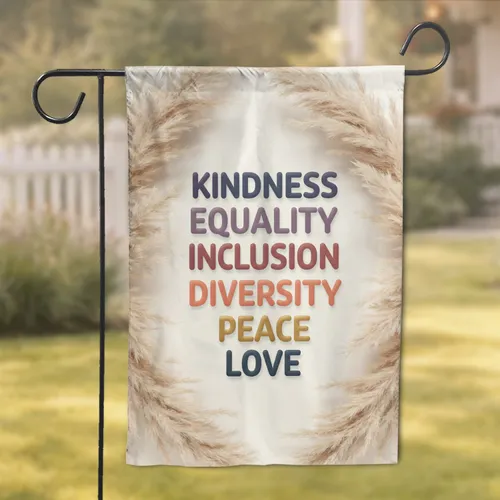 Kindness Peace Love Words Pampas Grass Home Decor Gift Garden Flag