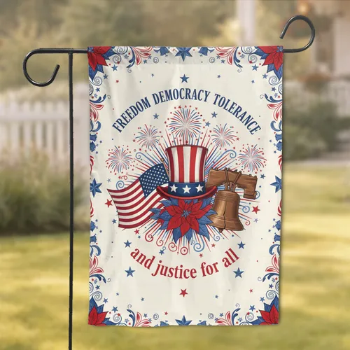 Uncle Sam Top Hat American Flag Liberty Bell Freedom Democracy - Independence Day Celebration Garden Flag