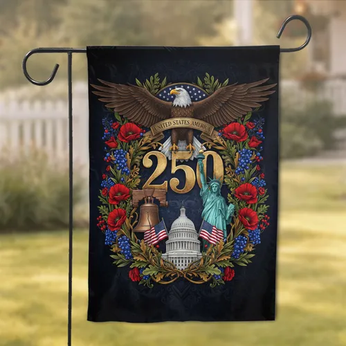 Bald Eagle 250th Anniversary American Flag Liberty Bell - Independence Day Home Gift Garden Flag