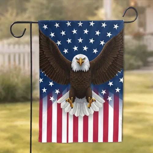 Bald Eagle American Flag Patriotic Home Decor Gift for Veterans Garden Flag