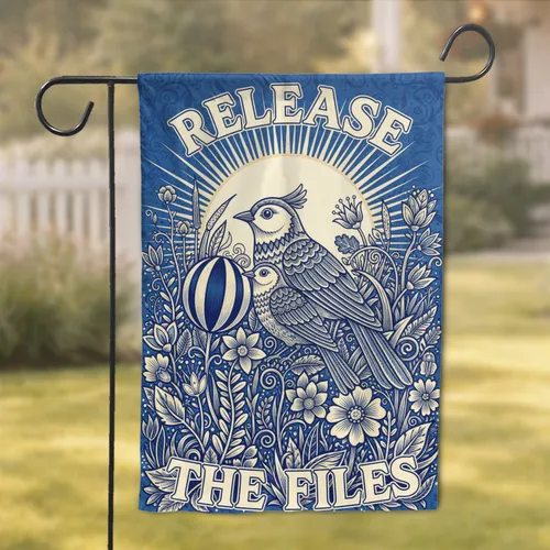 Stylized Birds Wildflower Sunburst - Home Decor Gift for Nature Lovers Garden Flag
