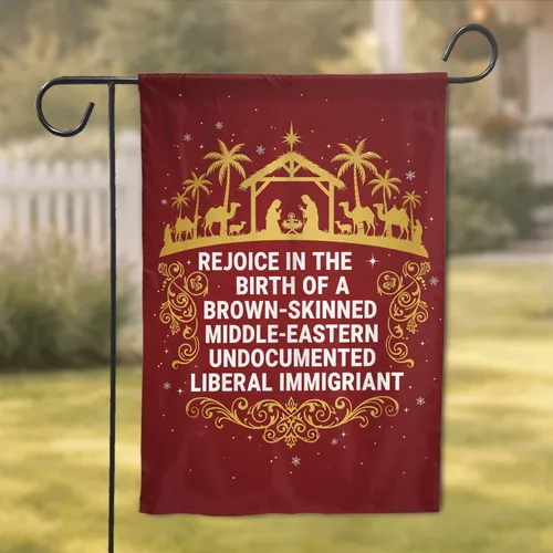 Rejoice Birth Immigrant Nativity Scene - Christmas Holiday Gift Garden Flag