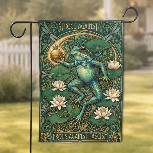 Art Nouveau Frog Against Fascism - Home Decor Gift for Frog Lover Garden Flag