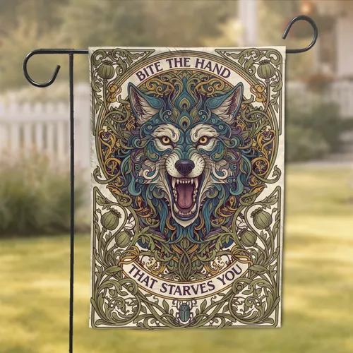 Roaring Wolf Head Peacock Poppy Seed - Home Decor Wildlife Lover Gift Garden Flag