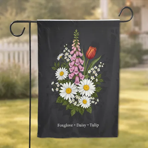 Foxglove Daisy Tulip Botanical Floral Arrangement - Home Decor Gift for Gardeners Garden Flag