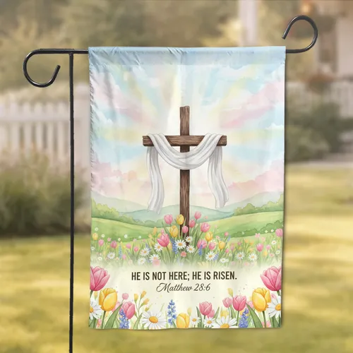Resurrection Cross Spring Flowers - Easter Season Home Decor Gift Garden Flag