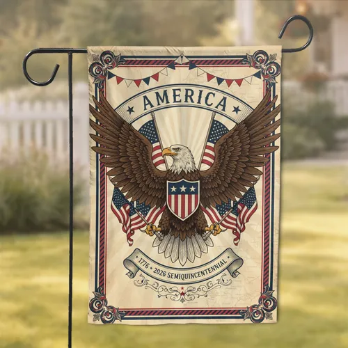 Bald Eagle American Flag 1776-2026 - USA 250th Anniversary Independence Day Gift for Veterans Garden Flag