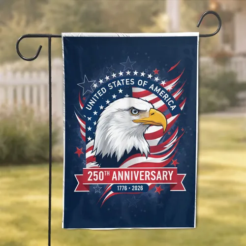 Bald Eagle American Flag 250th Anniversary 1776-2026 Independence Day Gift Garden Flag