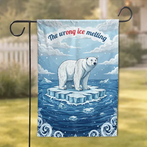 Polar Bear Melting Iceberg 'The Wrong Ice Is Melting' Wildlife Gift Garden Flag