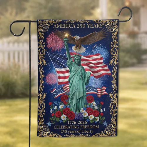 Statue of Liberty Bald Eagle American Flag 1776-2026 - USA 250th Anniversary Garden Flag