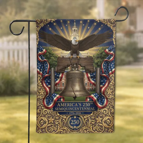 Bald Eagle Liberty Bell American Flag 1776-2026 - Independence Day Gift for Dad Garden Flag