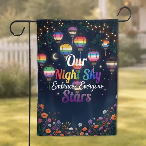 Pride LGBTQ+ Lanterns Night Sky Wildflower - Pride Celebration Gift for Community Garden Flag